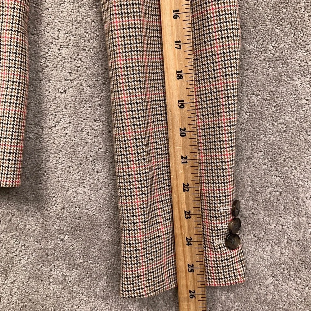 Banana Republic Blazer Womens 2 Tall Brown Plaid Excellent Houndstooth Classic